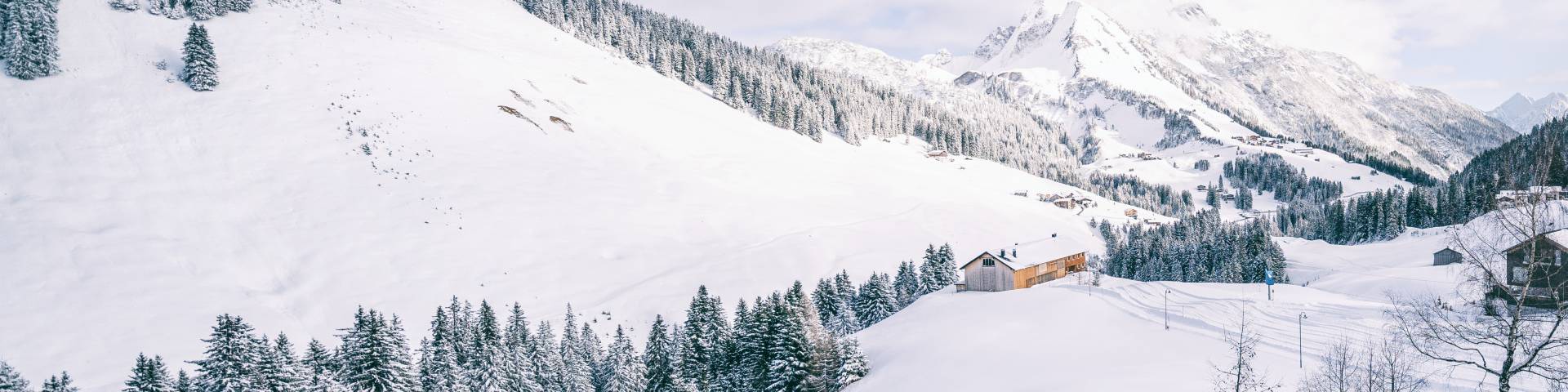 Panorama Bild mit Berglandschaft im Winter