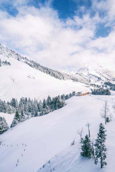 Panorama Bild mit Berglandschaft im Winter